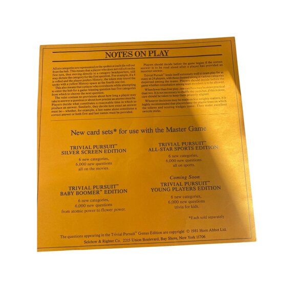 Trivial Pursuit Genus Edition Master Game 1981 Complete Adult Board Game Set - Picture 3 of 11
